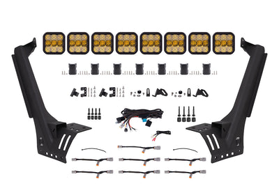 Jeep JL SS5 Pro CrossLink Windshield Yellow Combo Lightbar Kit Diode Dynamics