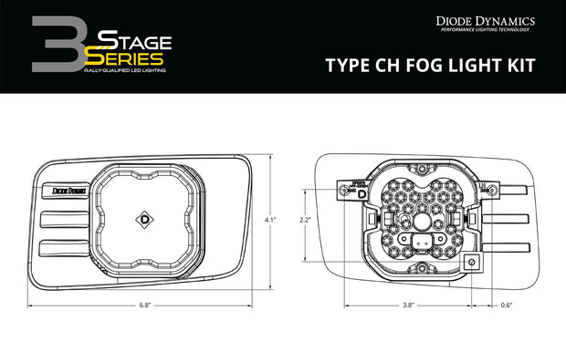 SS3 LED Fog Light Kit for 2015-2020 GMC Yukon, Yellow SAE Fog Sport with Backlight Diode Dynamics