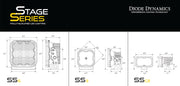 Stage Series Ditch Light Kit for 2017-2022 Ford Super Duty, C2 Sport Yellow Combo Diode Dynamics