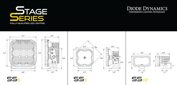 Stage Series Ditch Light Kit for 2017-2022 Ford Super Duty, SS3 Pro White Combo Diode Dynamics