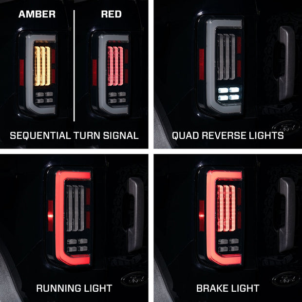 21-25 Ford Bronco LED Tail Lights, Red (Pair) Form Lighting