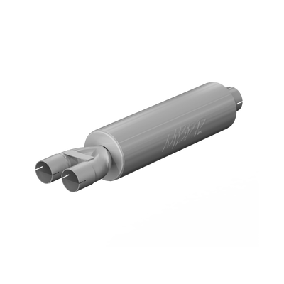 3 Inch Exhaust Pipe ID Inlet/Dual 2.5 Inch ID Outlet 30.5 Inch Muffler Mild Tone T409 Stainless Steel MBRP