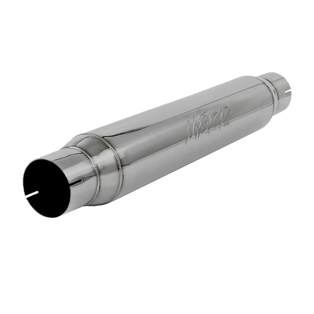 Exhaust Resonator 3 Inch Inlet/Outlet 22 Inch Body 26 Inch Overall T304 Stainless Steel MBRP