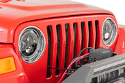 Headlights DRL Halo LED 7 Inch 97-06 Jeep Wrangler TJ 4WD Rough Country