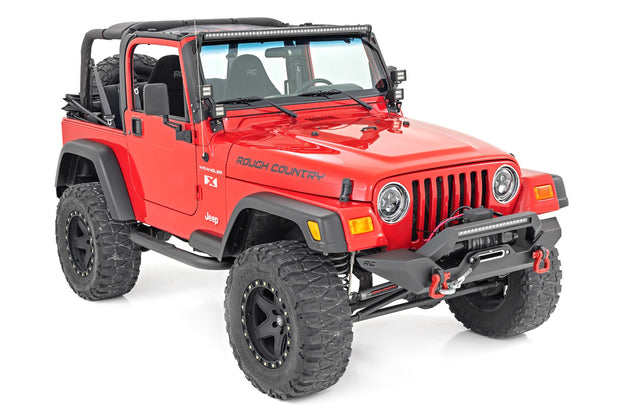 Headlights DRL Halo LED 7 Inch 97-06 Jeep Wrangler TJ 4WD Rough Country