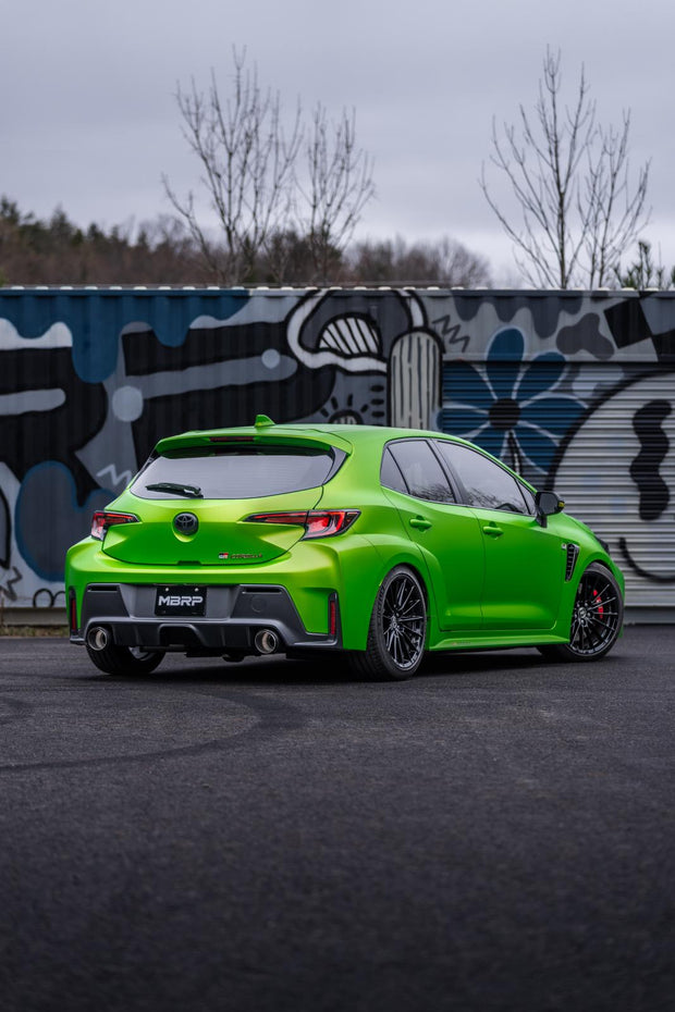 2023-Up Toyota Corolla GR 1.6L Armor Pro T304 Stainless Steel 3 Inch Cat-Back Dual Split Rear with Carbon Fiber Tips MBRP