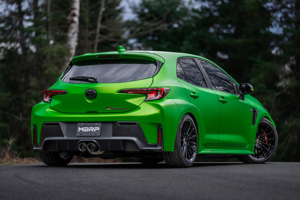 2023-Up Toyota Corolla GR 1.6L Armor Pro T304 Stainless Steel 3 Inch Cat-Back Dual Center Rear Exit with Carbon Fiber Tips MBRP