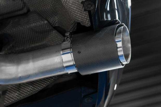 2017-2021 BMW M240i 3.0L 3.0 Inch Axle-Back Dual Rear Exit T304 Stainless Steel with Carbon Fiber Tips MBRP