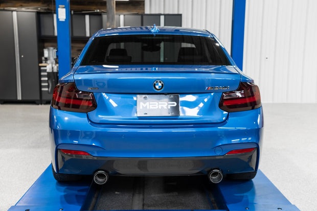 2017-2021 BMW M240i 3.0L 3.0 Inch Axle-Back Dual Rear Exit T304 Stainless Steel with Carbon Fiber Tips MBRP