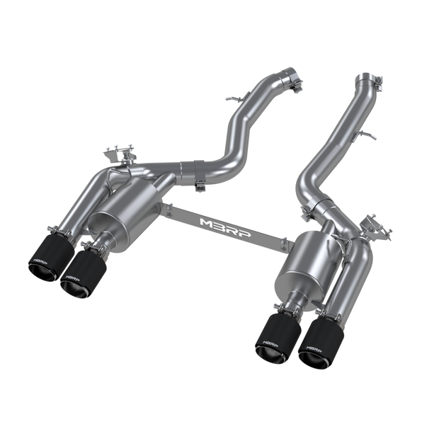 2019-2021 BMW M2 Competition 3.0L Armor Pro T304 Stainless Steel 3 Inch Resonator-Back Dual Rear Quad Outlet with Carbon Fiber Tips Active Profile MBRP