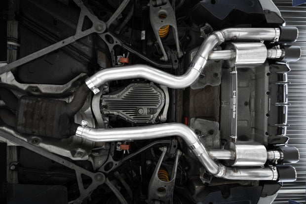 2019-2021 BMW M2 Competition 3.0L Armor Pro T304 Stainless Steel 3 Inch Resonator-Back Dual Rear Quad Outlet with Carbon Fiber Tips Active Profile MBRP