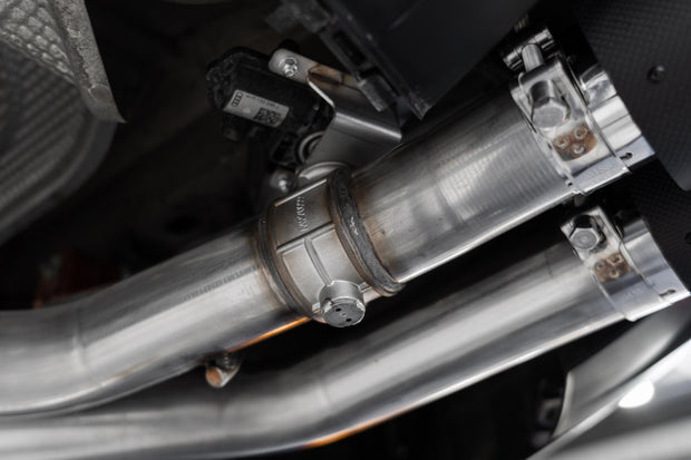 2015-2020 Audi S3 T304 Stainless Steel 3 Inch Cat Back Quad Split Rear Exit with Carbon Fiber Tips Active Exhaust MBRP