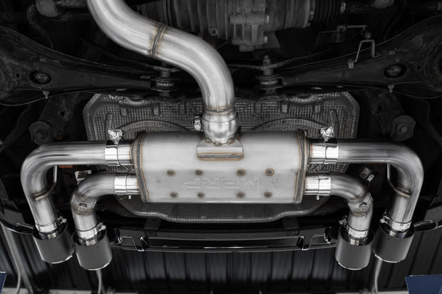 2015-21VW Golf R T304 Stainless Steel 3 inch Cat-Back Active Quad Rear Exit with Carbon Fiber Tips MBRP