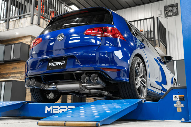 2015-21VW Golf R T304 Stainless Steel 3 inch Cat-Back Active Quad Rear Exit with Carbon Fiber Tips MBRP