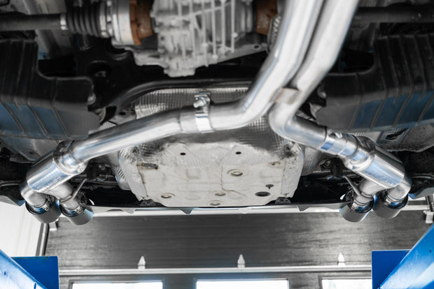 T304 Stainless Steel 2.5 Inch Resonator Back Dual Rear Quad Carbon Fiber Tips 18-Up Audi S5 Coupe/S4 Sedan MBRP