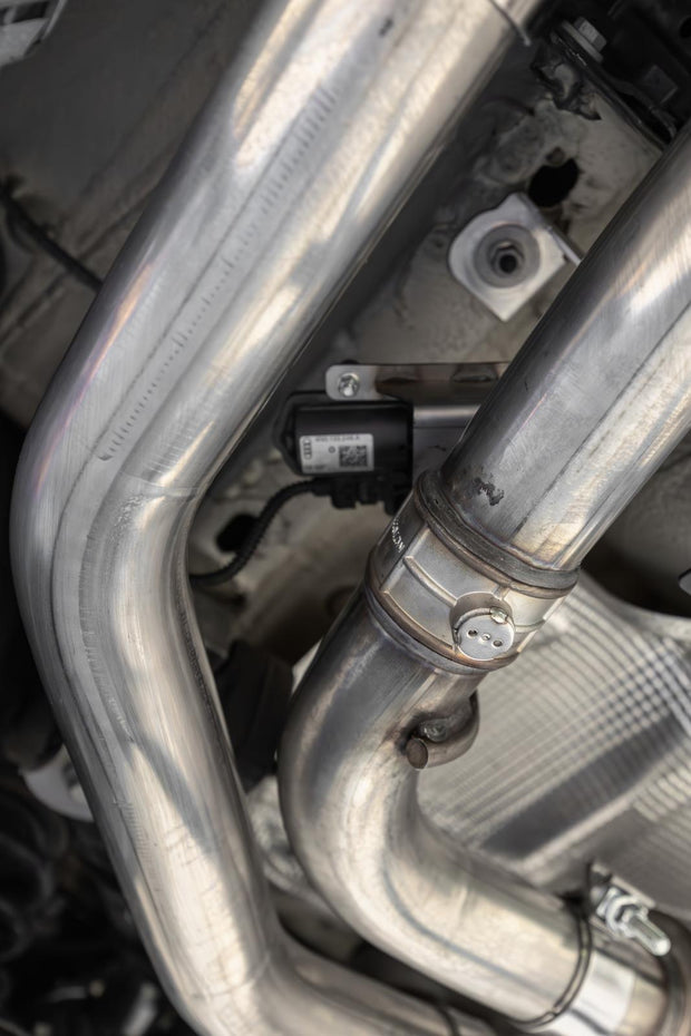 2022-Up Audi S3 2.0L Armor Pro 3 Inch Cat-Back 2.5 Inch Quad Rear Exit Active Exhaust System with Carbon Fiber Tips MBRP