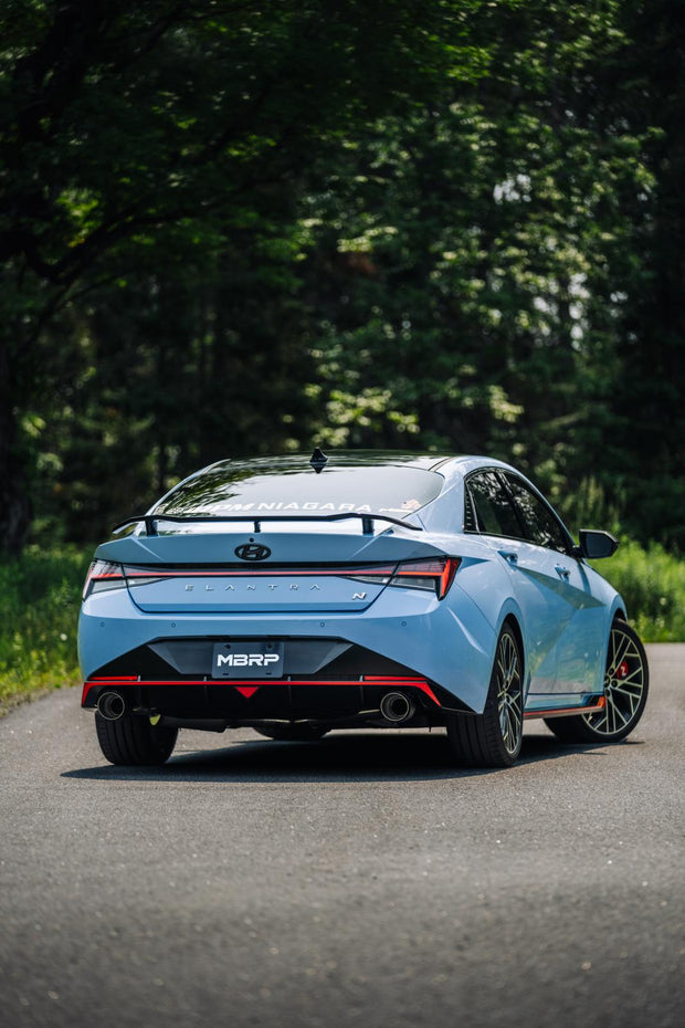 2022-2025 Hyundai Elantra N 2.0L Turbo Armor Pro T304 Stainless Steel 3 Inch Cat-Back Dual Split Rear with Carbon Fiber Tips Active MBRP