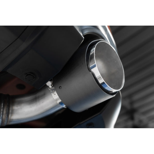 13-up Subaru BRZ 17-up Toyota GR86 and 13-16 Scion FR-S T304 3 Inch Cat-Back Dual Split Rear Side Exit with Carbon Fiber Tips MBRP