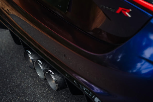 23-Up Honda Civic Type R 2.0L 3 Inch Cat-Back Exhaust System Armor Pro T304 Stainless Steel Triple Center Outlet with Carbon Fiber Tips Active Exhaust MBRP