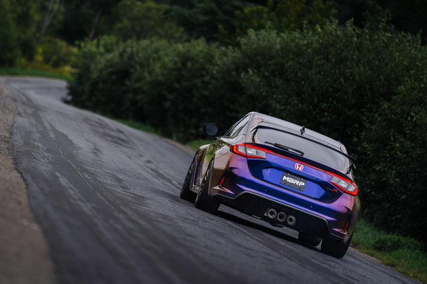 23-Up Honda Civic Type R 2.0L 3 Inch Cat-Back Exhaust System Armor Pro T304 Stainless Steel Triple Center Outlet with Carbon Fiber Tips Active Exhaust MBRP