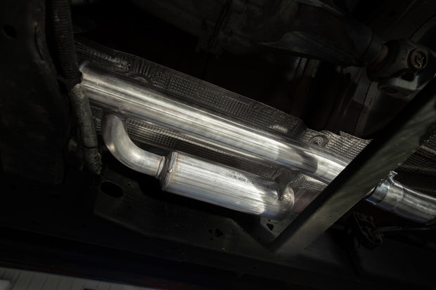 2019-up Silverado/Sierra 1500 2.7L Armor Lite Aluminized Steel 3 Inch Cat-Back, 2.5 Inch Dual Split Rear Exit MBRP