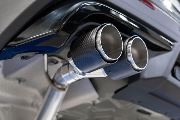 Axle-Back 2.5 inch Dual Rear Quad Carbon Fiber Tips (4) 4.0 inch OD Dual Out Explorer 20-Up Lincoln Aviator MBRP