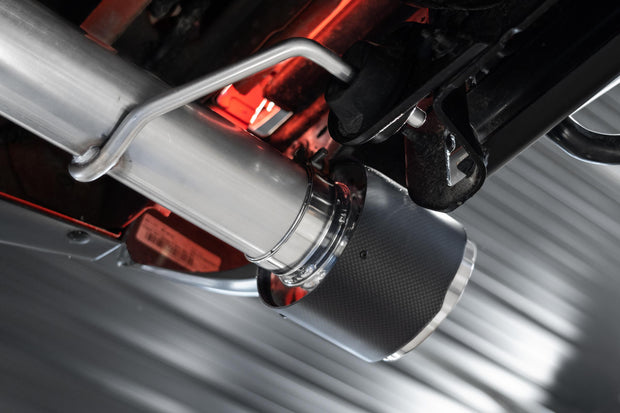 2021-Up Ford F-150 Raptor 3.5L EcoBoost HO 3 Inch Axle-Back Dual Rear Exit T304 Stainless Steel with Carbon Fiber Tips MBRP