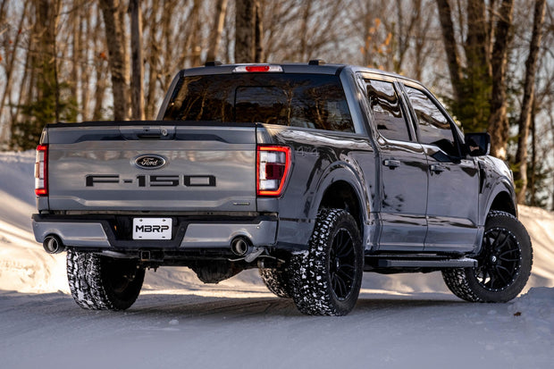 2021-Up Ford F-150 Tremor and 2022-Up Ford F-150 T304 Stainless Steel 3 Inch Cat-Back Dual Rear Exit With Carbon Fiber Tips Armor Pro Series MBRP