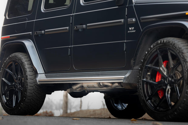2019-Up Mercedes-Benz G63 4.0TT V8 Armor Pro T304SS 2.5 Inch Pre-Axle Cat-Back, Dual Split Side, Quad Outlet, Active Profile MBRP