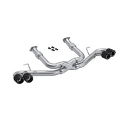 2020-Up Chevrolet Corvette C8 6.2L Armor Pro T304 Stainless Steel 3 Inch Cat-Back Quad Split Rear with Carbon Fiber Tips Valve Delete MBRP