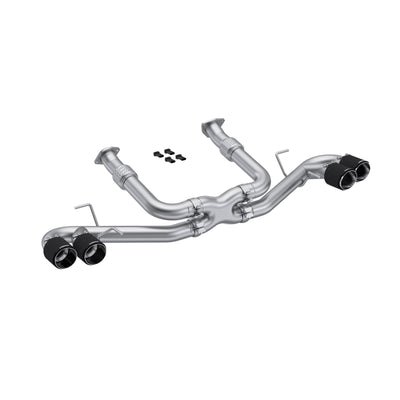 2020-Up Chevrolet Corvette C8 6.2L Armor Pro T304 Stainless Steel 3 Inch Cat-Back Quad Split Rear with Carbon Fiber Tips Valve Delete MBRP