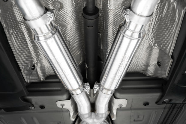 15-23 Dodge Challenger Aluminized Steel 3 Inch Dual Cat Back Quad Tips (Street Version) Exhaust System MBRP
