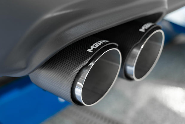 15-23 Dodge Challenger T304 Stainless Steel 3 Inch Dual Cat Back Quad Tips with Carbon Fiber Tips (Race Version) Exhaust System MBRP