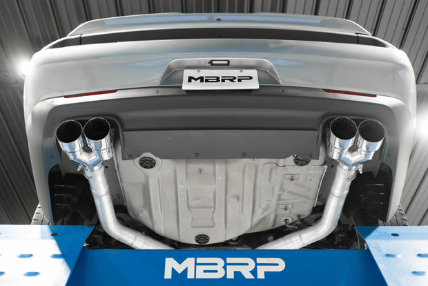 2015-2016 Dodge Challenger Aluminized Steel 3 Inch Dual Rear Cat-Back Quad Tips (Street Version) Exhaust System MBRP