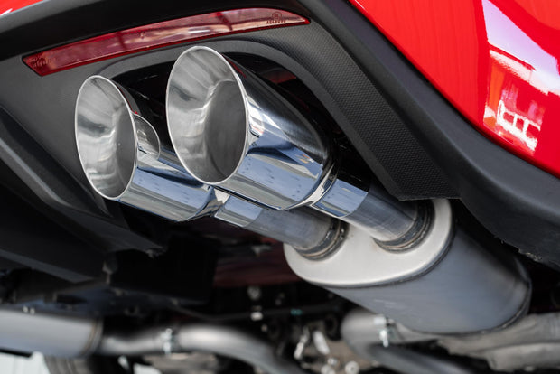 18-23 Ford Mustang GT 5.0L T304 Stainless Steel 3 Inch Cat-Back Dual Rear with Quad Carbon Fiber Tips Street Version MBRP