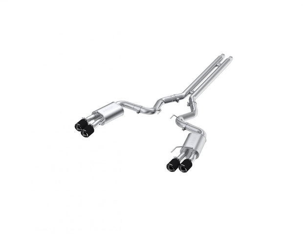 18-23 Ford Mustang GT 5.0L T304 Stainless Steel 3 Inch Cat-Back Dual Rear with Quad Carbon Fiber Tips Street Version MBRP