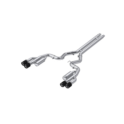 18-23 Ford Mustang GT 5.0L T304 Stainless Steel 3 Inch Cat-Back Dual Rear with Quad Carbon Fiber Tips Race Version MBRP