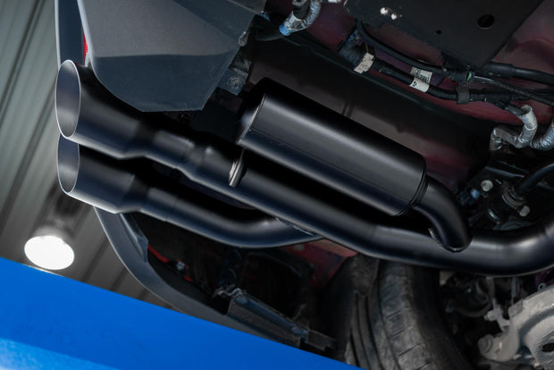 18-23 Ford Mustang GT 5.0L T304 Stainless Steel 3 Inch Cat-Back Dual Rear with Quad Carbon Fiber Tips Race Version MBRP
