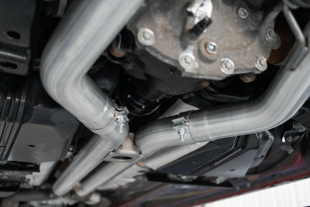 18-23 Ford Mustang GT 5.0L T304 Stainless Steel 3 Inch Cat-Back Dual Rear with Quad Carbon Fiber Tips Race Version MBRP