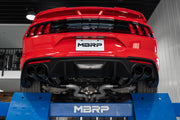 18-23 Ford Mustang GT 5.0L T304 Stainless Steel 3 Inch Cat-Back Dual Rear with Quad Carbon Fiber Tips Race Version MBRP