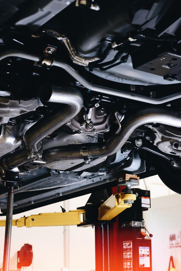 2019-2023 Ford Mustang 2.3L EcoBoost Active T304 Stainless Steel 3 Inch Cat-Back Quad Rear Exit with CF Tips MBRP