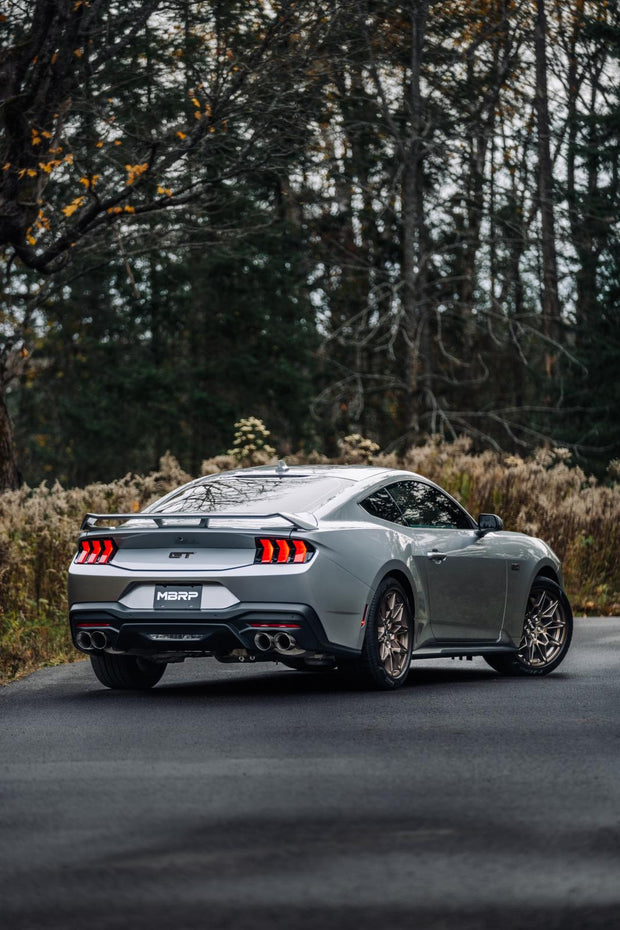 24-Up Ford Mustang GT 5.0L Armor Pro T304 Stainless Steel 3 Inch Cat-Back Dual Split Rear with Quad Carbon Fiber Tips Street Profile MBRP 