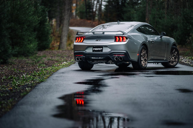 24-Up Ford Mustang GT 5.0L, Armor Lite Aluminized Steel 3 Inch Cat-Back Dual Split Rear with Quad Tips, Race Profile MBRP