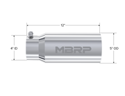 Exhaust Tail Pipe Tip 5 Inch O.D. Dual Wall Straight 4 Inch Inlet 12 Inch Length T304 Stainless Steel MBRP