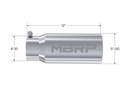 Exhaust Tail Pipe Tip 5 Inch O.D. Rolled Straight 4 Inch Inlet 12 Inch Length T304 Stainless Steel MBRP