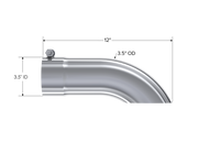 Exhaust Tail Pipe Tip 3.5 Inch O.D. Turn Down 3.5 Inch Inlet 12 Inch Length T304 Stainless Steel MBRP
