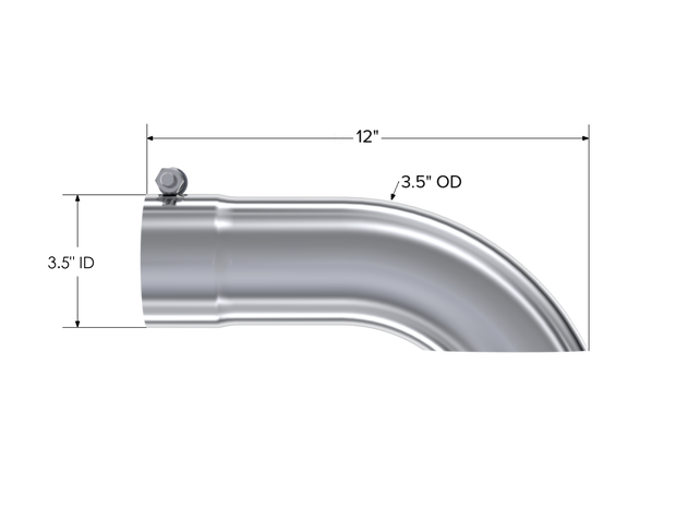 Exhaust Tail Pipe Tip 3.5 Inch O.D. Turn Down 3.5 Inch Inlet 12 Inch Length T304 Stainless Steel MBRP