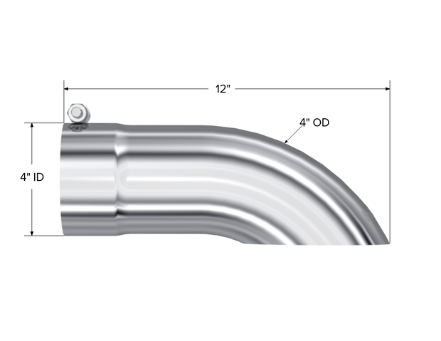 Exhaust Tail Pipe Tip 4 Inch O.D. Turn Down 4 Inch Inlet 12 Inch Length T304 Stainless Steel MBRP
