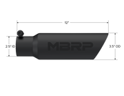 Exhaust Tip 3 1/2 Inch O.D. Dual Wall Angled 2 1/2 Inch Inlet 12 Inch Length Black Finish MBRP