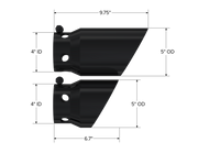 08-Up Ford 6.4L, 6.7L Powerstroke Black-Coated Tip 4 Inch ID 5 Inch Outlet Tip Cover Set 6.75 Inch 9.75 Inch Length MBRP